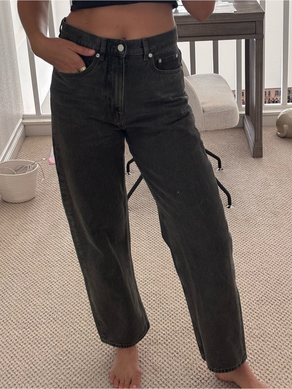 Arket Straight Leg Jeans in Washed Black